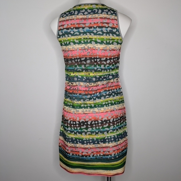Desigual colorful rainbow laser cut knee length dress S - Picture 6 of 10